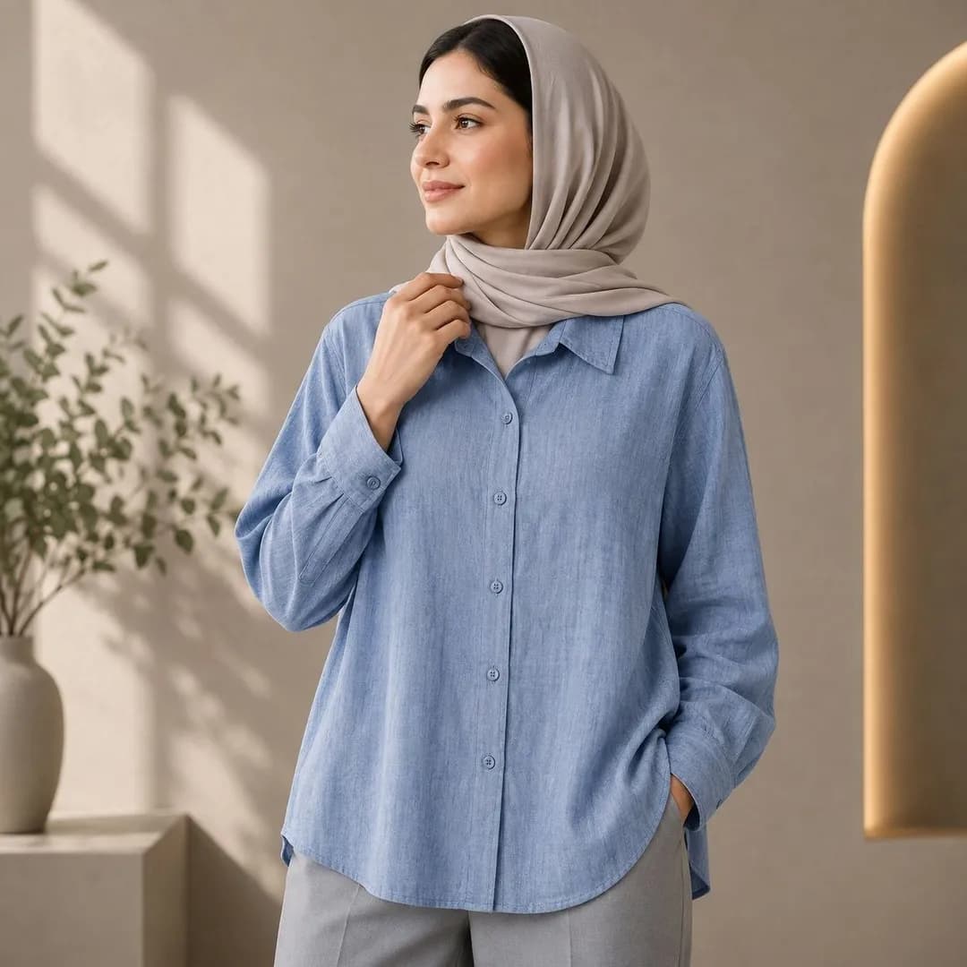 شومیز زنانه ساده دکمه‌دار یقه کلاسیک کد 100