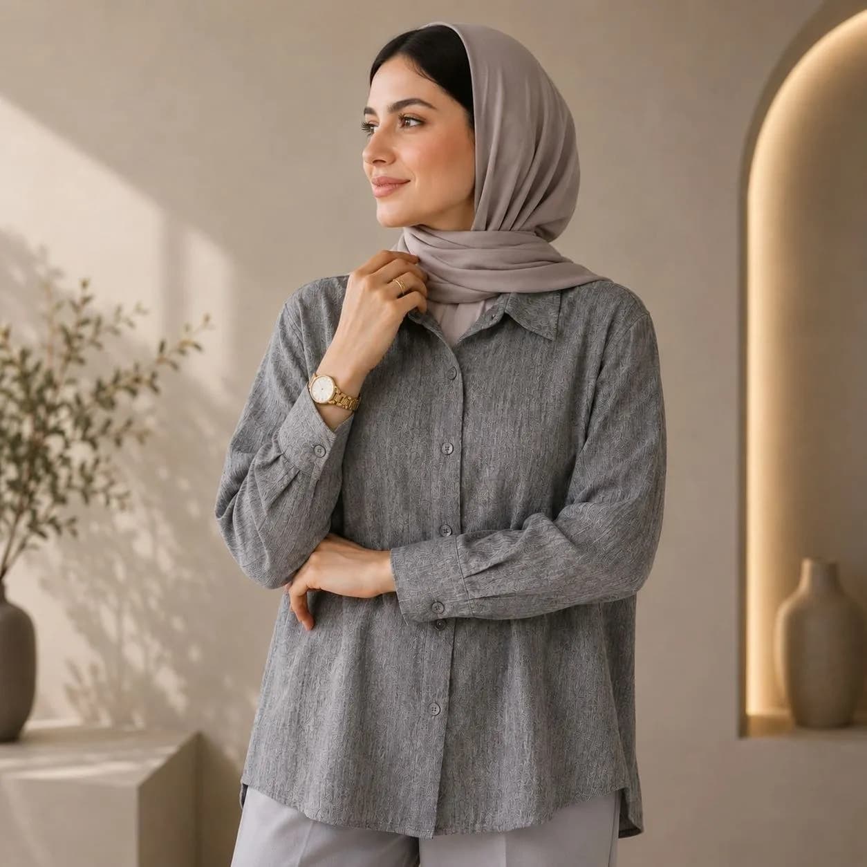 شومیز زنانه ساده دکمه‌دار یقه کلاسیک کد 100 5