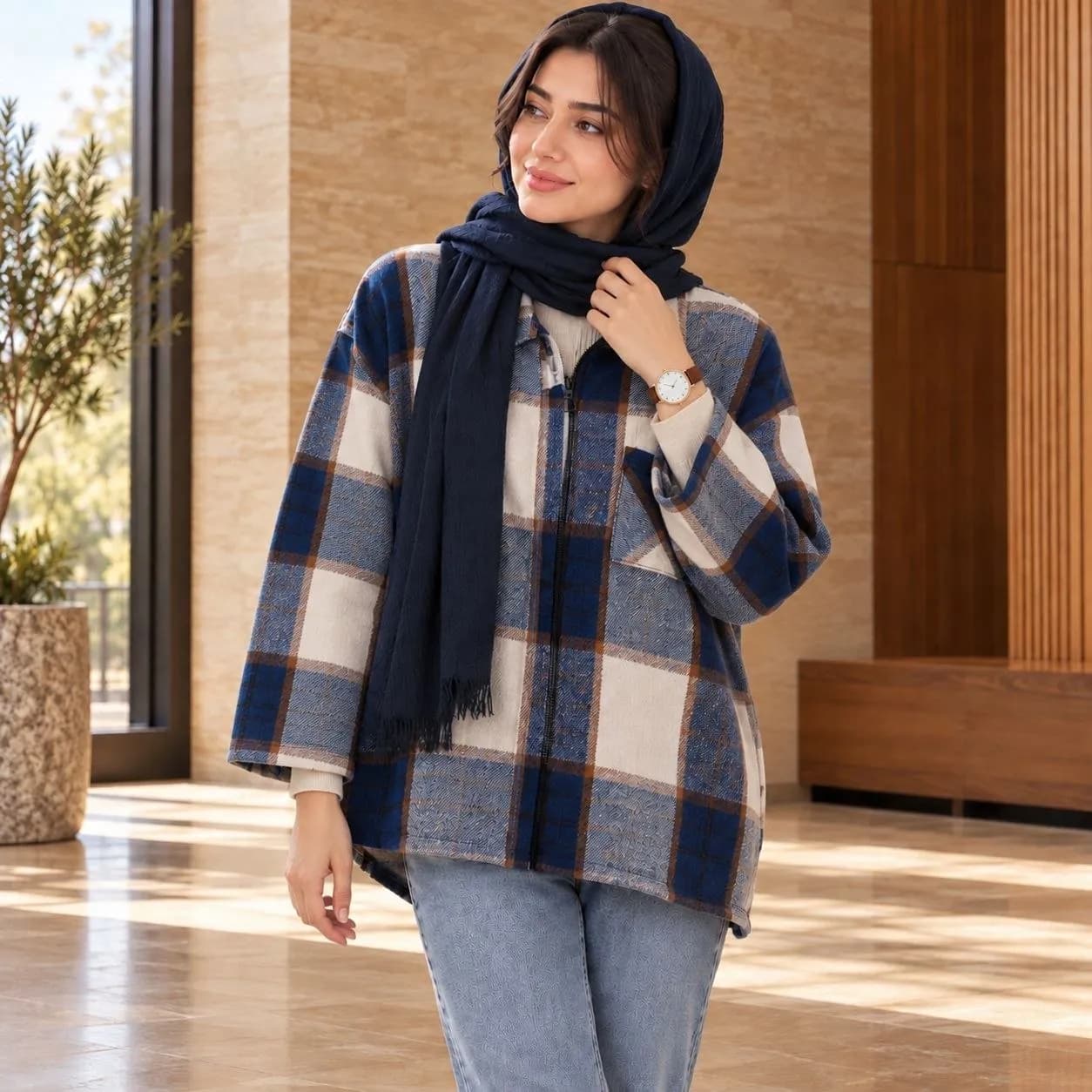سویشرت طرح چهارخانه زنانه 2