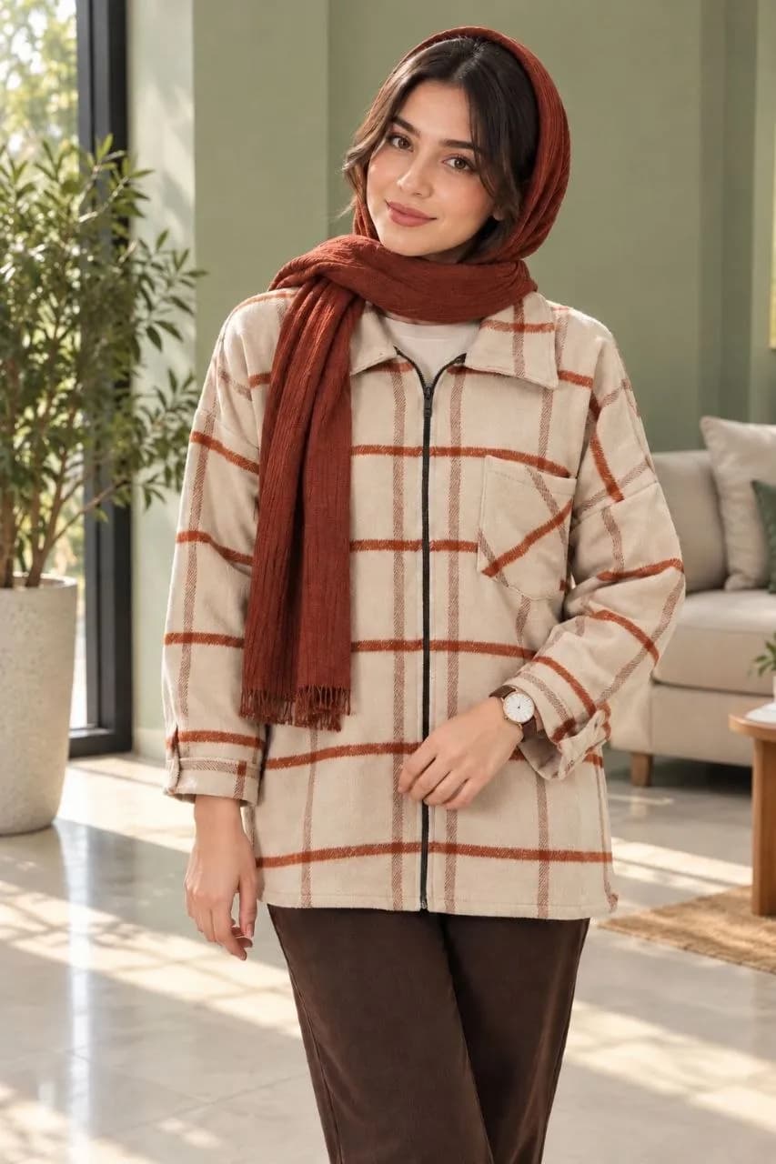 سویشرت طرح چهارخانه زنانه 5
