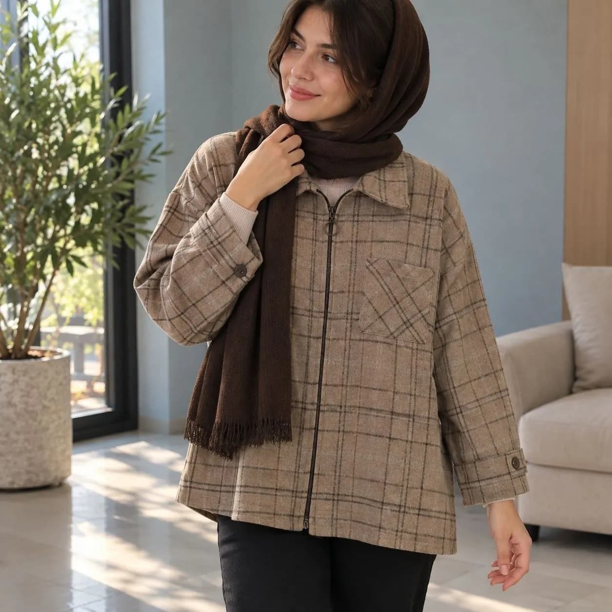 سویشرت طرح چهارخانه زنانه 6