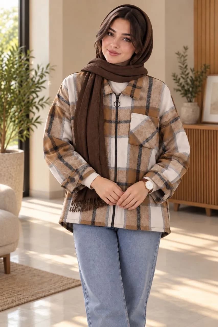 سویشرت طرح چهارخانه زنانه 7