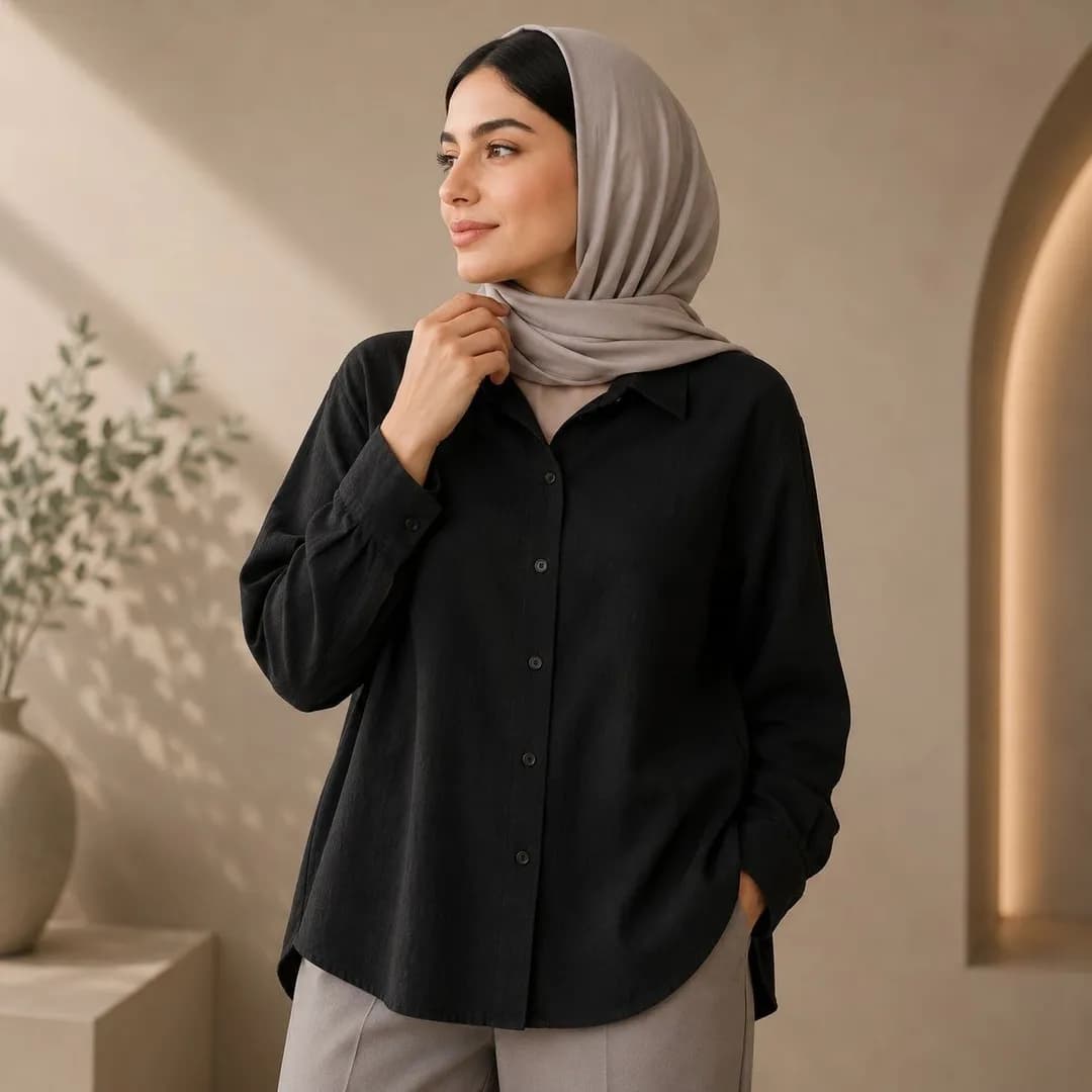 شومیز زنانه ساده دکمهدار یقه کلاسیک کد 100