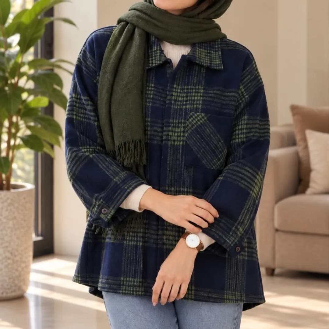 سویشرت طرح چهارخانه زنانه